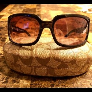 Coach Samantha black sunglasses with pink crystals